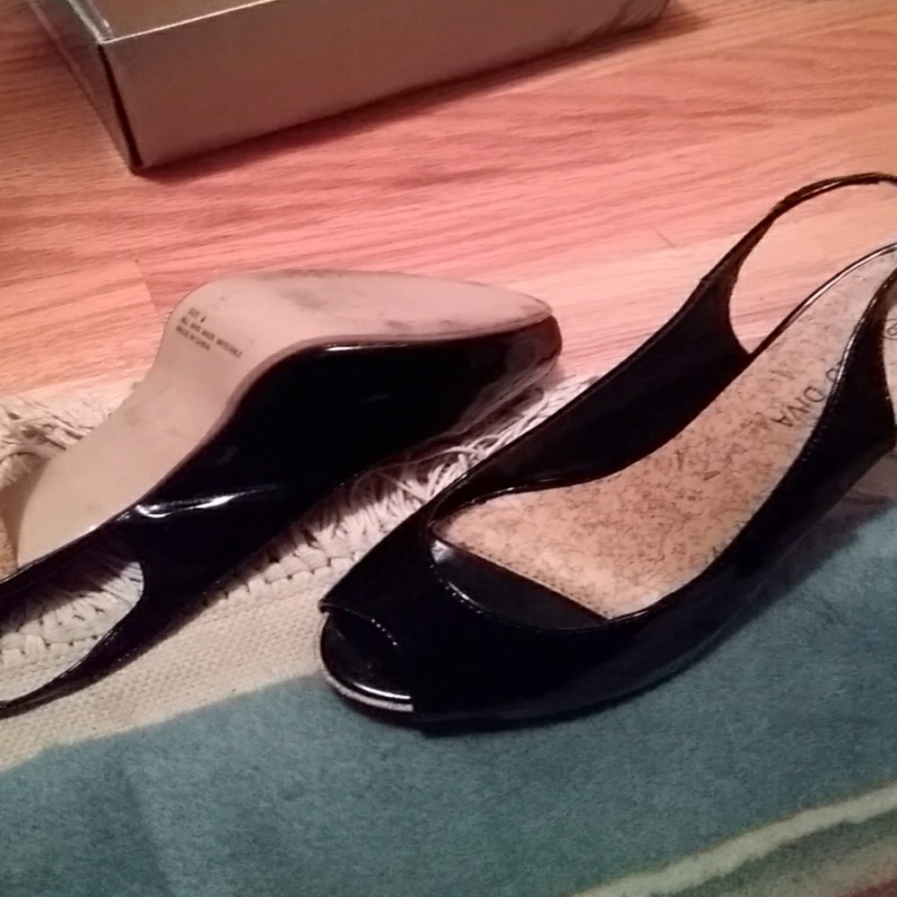 Wild Diva Black Heels on Cork Heel size 8